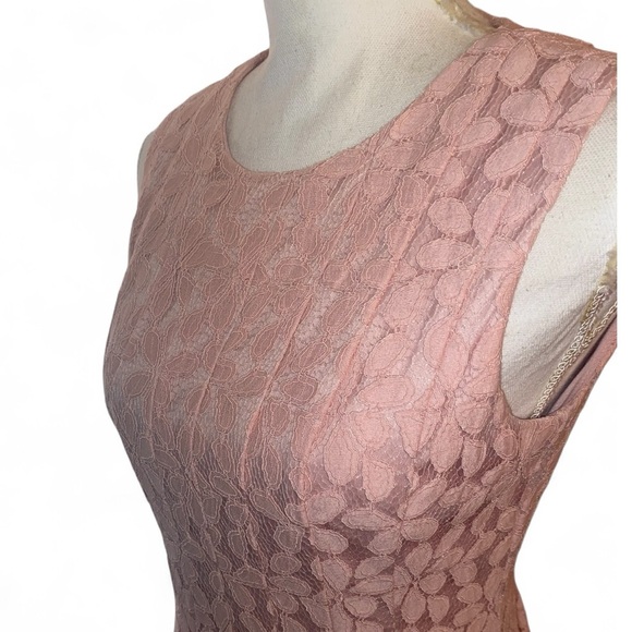JESSICA HOWARD Floral Lace Pattern Sleeveless Fit’n’Flare Dress Soft Pink SZ 4P - Picture 3 of 8